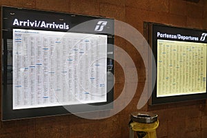 Italian State Railways train time board photo