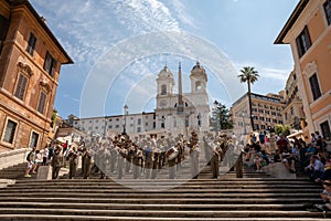 Panoramic view of the Spanish Steps on Piazza di Spagna in Rome