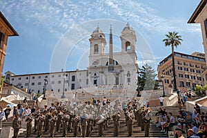 Panoramic view of the Spanish Steps on Piazza di Spagna in Rome