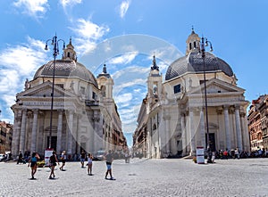 Twin churches of Santa Maria on Piazza del Popolo - Rome, Italy