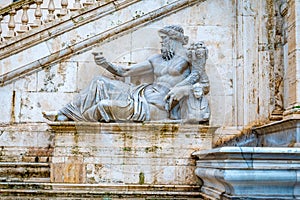 Rome, Italy. Marble sculpture/ monument/ statue of Nile River god with a cornucopia