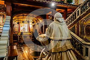 Holy Crib reliquary chapel with Pope Pius IX statue in papal basilica of Saint Mary Major in Rome in Italy