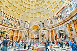 ROME, ITALY - MAY 09, 2017 : Inside interior of the Pantheon, is