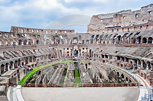 Rome, Italy - May 2018: Interiors of Colosseum Coliseum