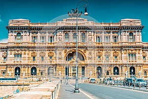 ROME, ITALY - MAY 09, 2017 : Palace of Justice Corte Suprema di Cassazione near Tiber river and Bridge Ponte Umberto I. Rome. photo