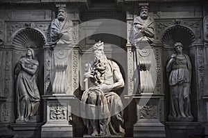 Rome, Moses by Michelangelo on the tomb of Pope Julius II in Saint Peter in chains (San Pietro in Vincoli)