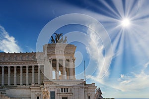 Rome, Italy - November 11, 2018: Piazza Venezia, view from Vittorio Emanuele II Monument, Rome