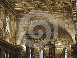 ROME, ITALY, NOVEMBER 27, 2022 : interiors and architectural details of Basilica di Santa Maria Maggiore church