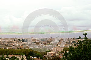 ROME, ITALY - NOVEMBER 4, 2021: Air show by the `Frecce Tricolori` team, on the occasion of the celebrations for the feast of the