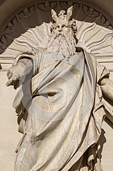 Statue of Moses at 16th century Fontana dell`Acqua Felice, Rome, Italy