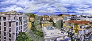 Rome, Italy, panorama of buildings along Via Nazionale