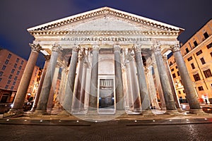 Rome, Italy with the Pantheon and Piazza Della Rotonda photo