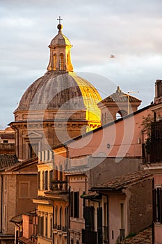 Rome, Italy, Rione Monti, skyline, church, cathedral,  Church of St. Mary of the Mounts, palace, roofs