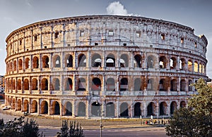 Rome Italy. Roman Colosseum Coliseum or Colosseo ancient