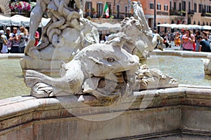Rome, Italy, sculptural detail of the Fountain of