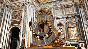 ROME, ITALY- SEPTEMBER 30, 2015: interior shot of an altar in the basilica santa maria maggiore, rome