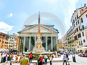 Rome, Italy - September 10, 2015: The Panteon - Temple of all Gods in Rome