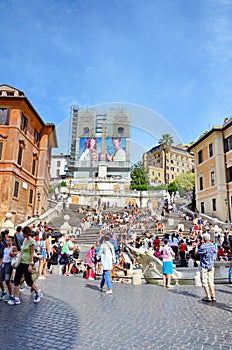 Tourists on the Spanish Steps in Rome