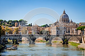 Ponte Sant`Angelo St. Angelo Bridge in Rome.