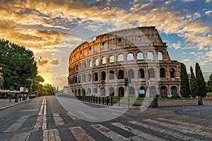 Rome Italy, sunrise at Colosseum