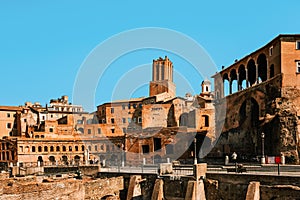 Rome, Italy view over Trajan Market.