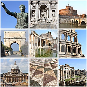 Rome landmarks collage