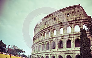 Rome, Lazio, Italy, December 2018: The Colosseum or Coliseum, also known as the Flavian Amphitheatre, is an oval amphitheatre,