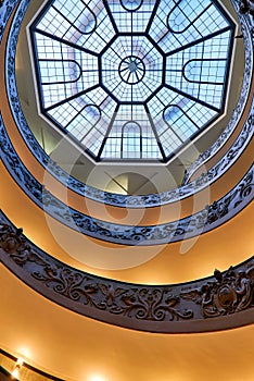 Rome Lazio Italy. The Vatican Museums in Vatican City. Bramante staircase. Spiral stairs