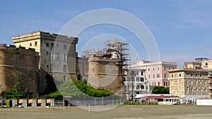Rome local landmark of Nettuno Lazio region Italy - Nettuno city beach and Forte Sangallo castle summer place