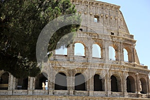 Rome, The Majestic Coliseum. Italy. Colosseum Rome. Ruins of the ancient Roman amphitheatre. Travel to Italy