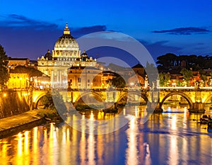 Rome at Night â Illuminated View of the Vatican and River