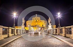 Rome by night - Sant`angelo Castle bridge