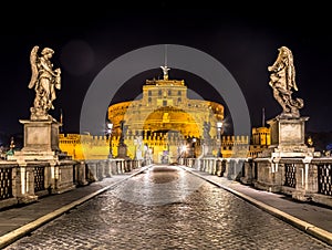 Rome by night - Sant`angelo Castle bridge