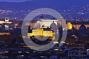 Rome panorama with Monument of Vittorio Emanuele II and Castel S