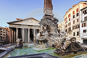 Rome Pantheon Fountain Right