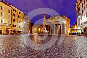 Rome. Pantheon in the night illumination.