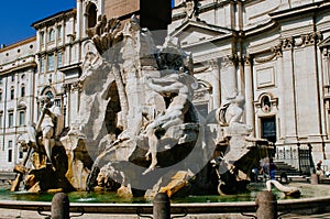 Rome, Piazza Navona, Bernini Fountain of four rivers