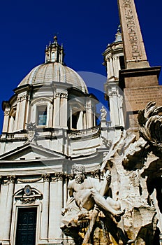 Rome, Piazza Navona, Bernini Fountain of four rivers