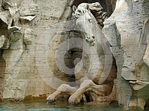 Italy: Rome Piazza Navona details of Bernini Four River fountains