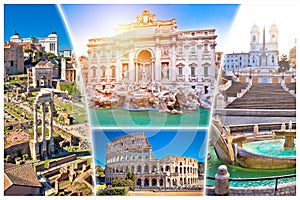 Rome postcard. Eternal city of Rome famous landmarks tourist postcard view