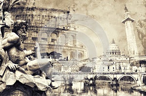 Rome postcard in sepia