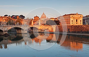 Rome with river Tevere at sunrise