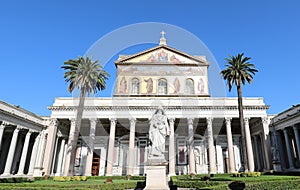 Rome, RM, Italy - August 16, 2020: Basilica Of Saint Paul outdis