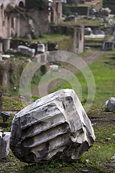 Rome, the Roman forum. Old ruin. Column.