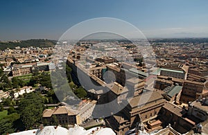 Rome`s view from the Dome of St. Peter's Basilica