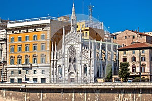 Rome. Sacred Heart Church of the Intercession on Tiber river bank in Rome