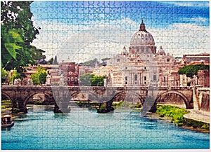 Rome Saint Angel Bridge assembled puzzle image