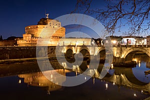 Rome Sant` Angelo Castle by night