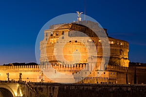 Rome Sant` Angelo Castle by night