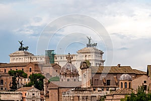 Rome - Scenic view from the Roman Forum on the Victor Emmanuel II monument on Piazza Venezia in Rome